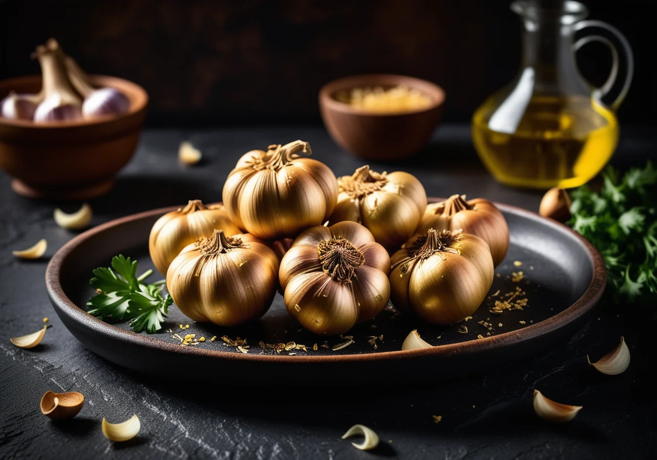 Wrapped Garlic Cloves in Foil