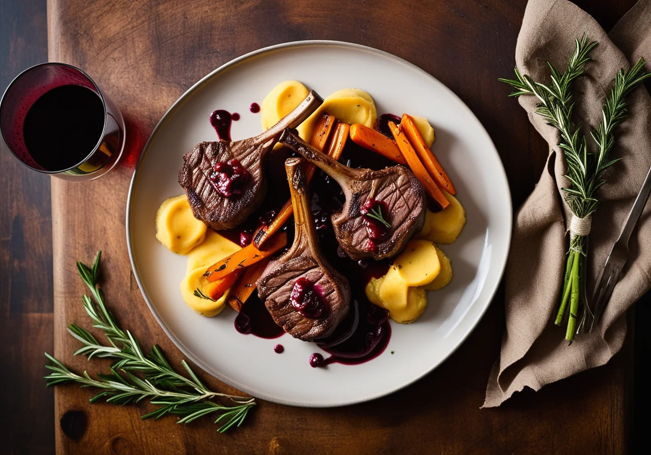 Lamb Chops with Red Wine Sauce
