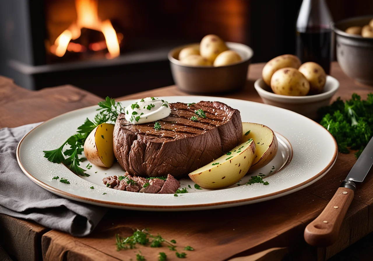 Steak with Foil Potatoes