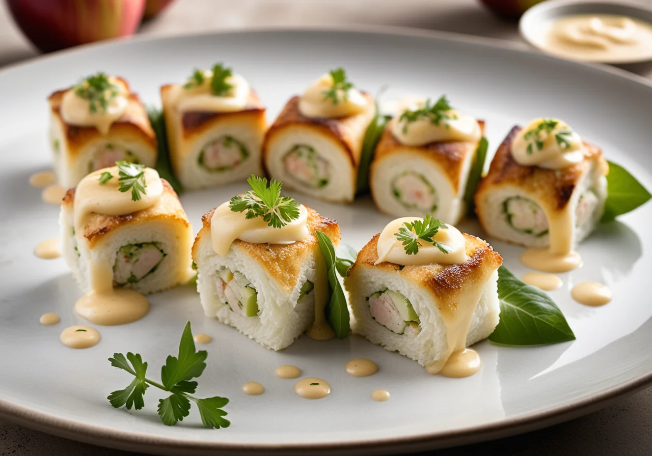 Sea Bass Rolls with Apple‑Onion Sauce