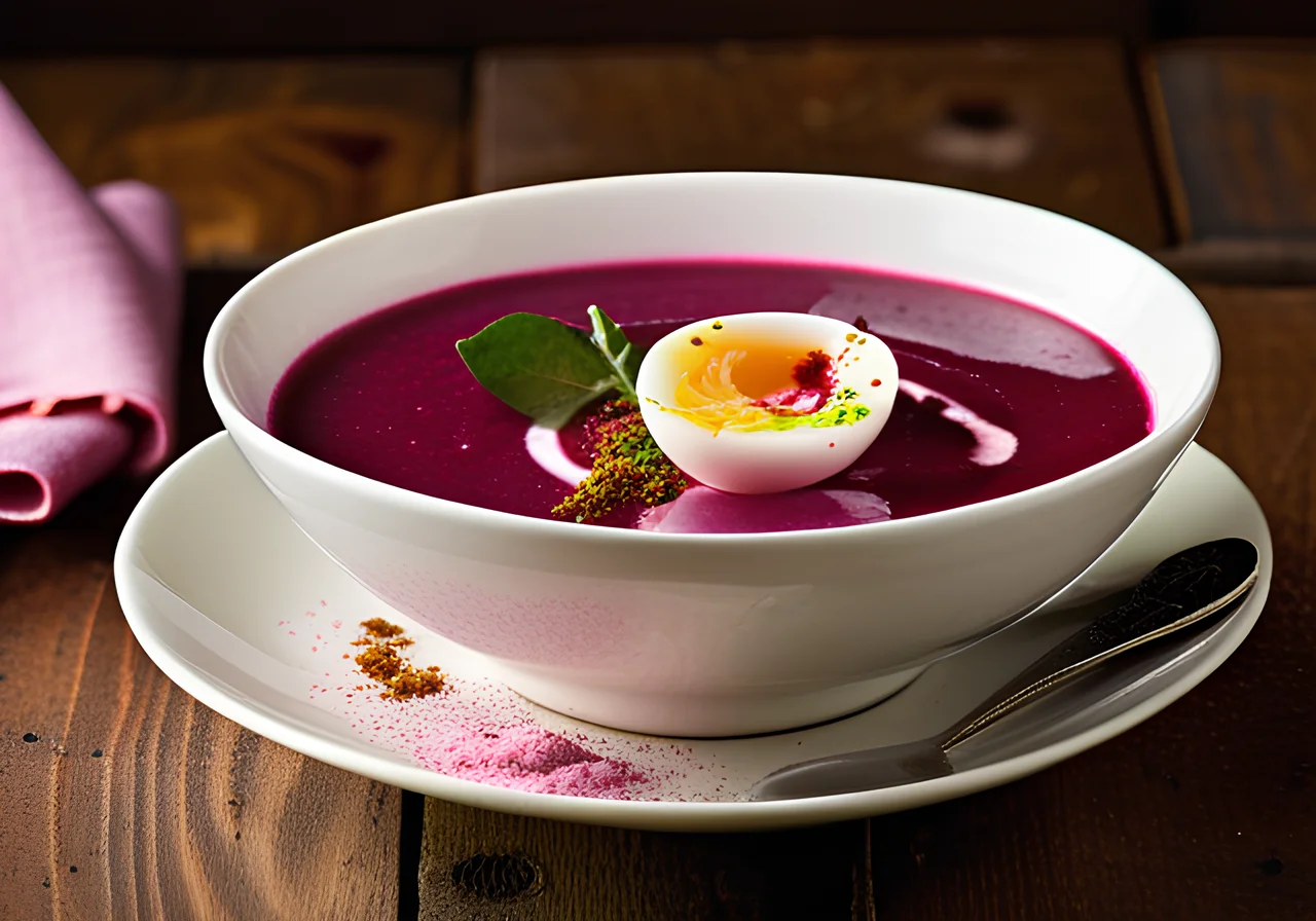 Cold Beetroot Soup with Egg