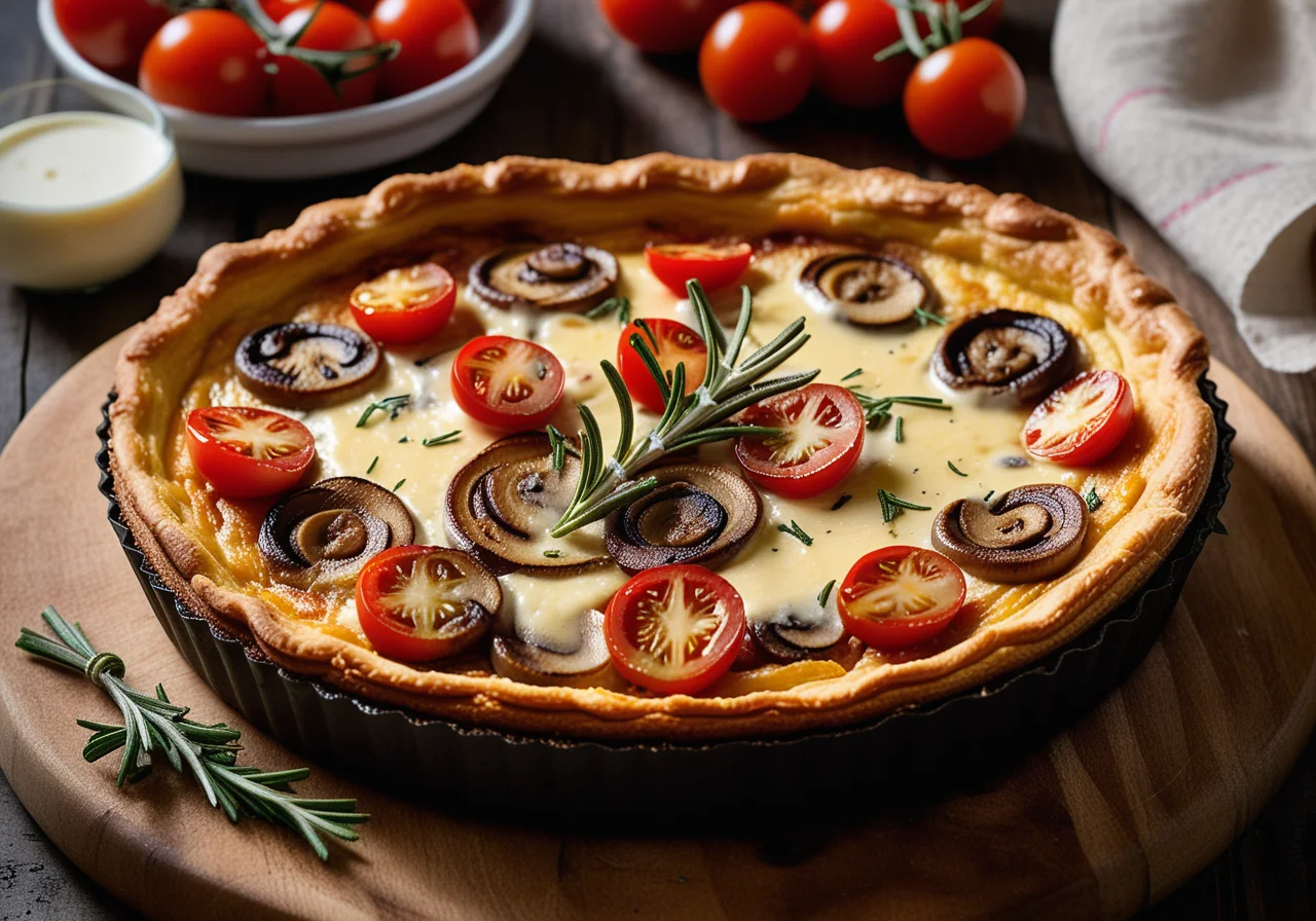 Quiche with Mushrooms and Cheese
