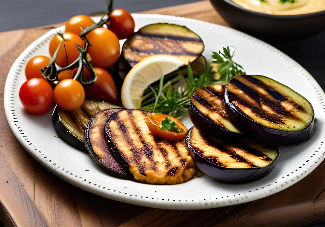 Tortilla with Chickpea Patties, Grilled Vegetables and Hummus