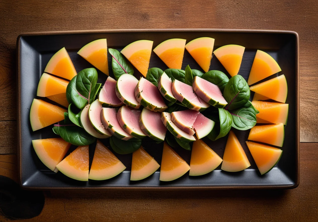 Fresh Spinach, Duck and Melon Salad