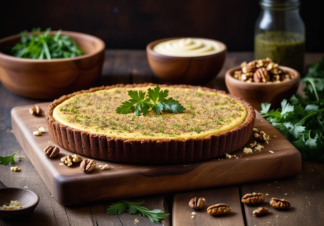 Leek Cake with Savory Cheese and Walnuts