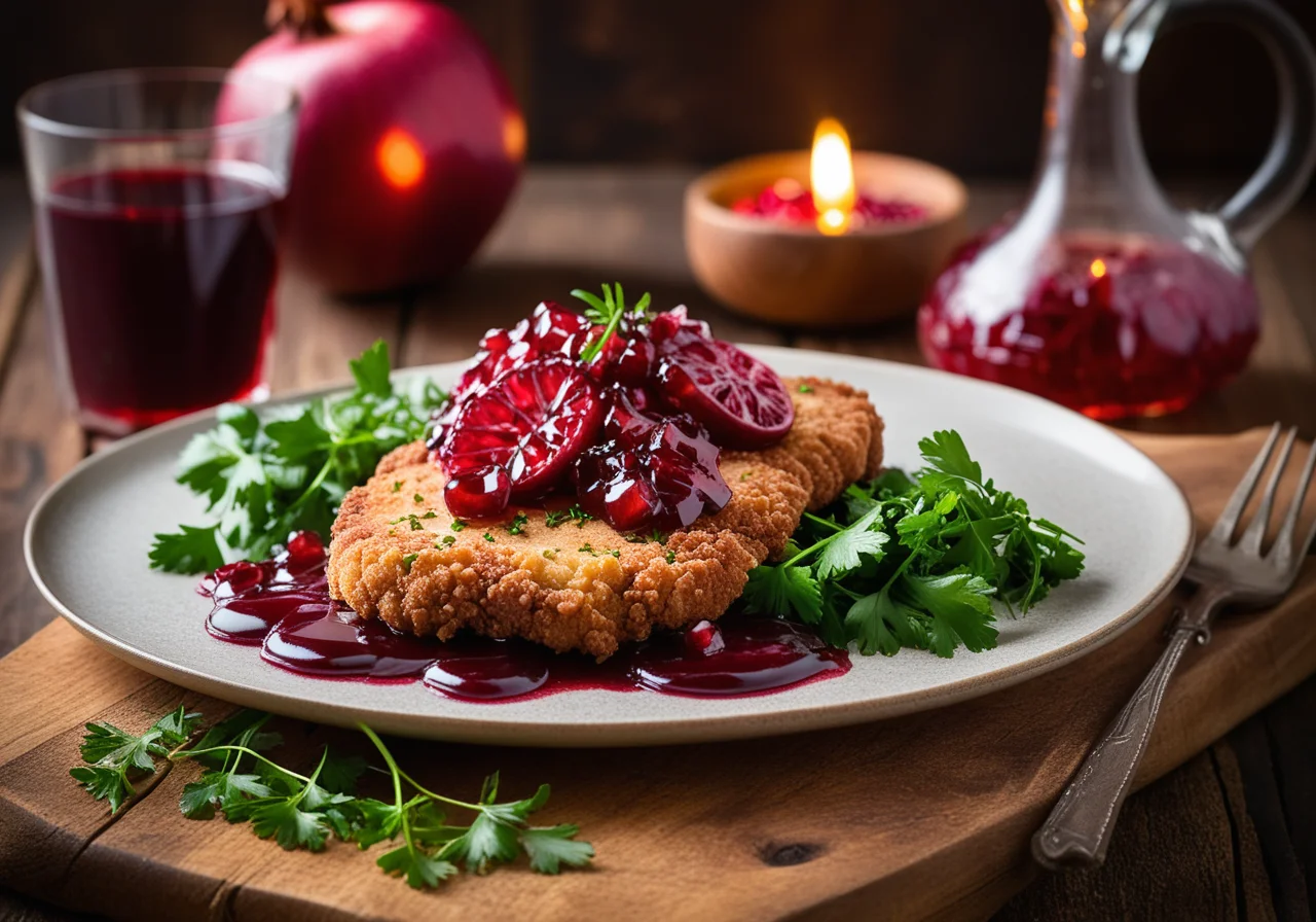 Veal Schnitzel in Pomegranate Sauce