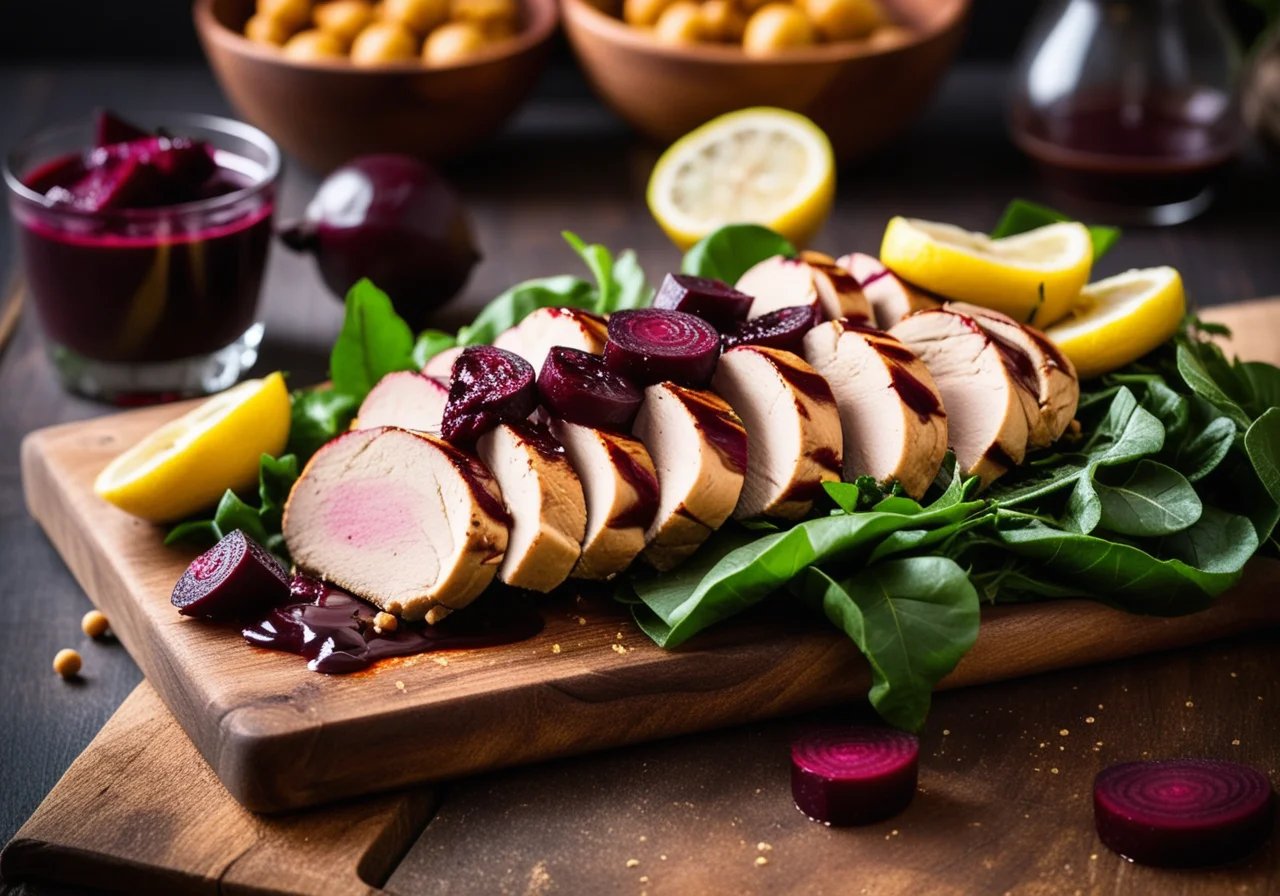Beet and Chickpea Vegetable with Chicken Breast