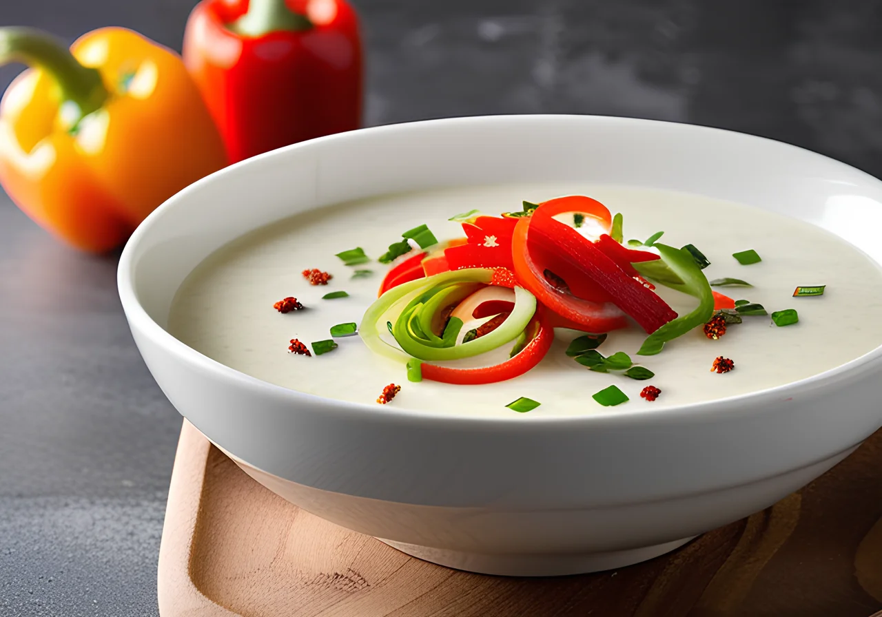 Cold Yogurt Soup with Green Onions and Sprouts