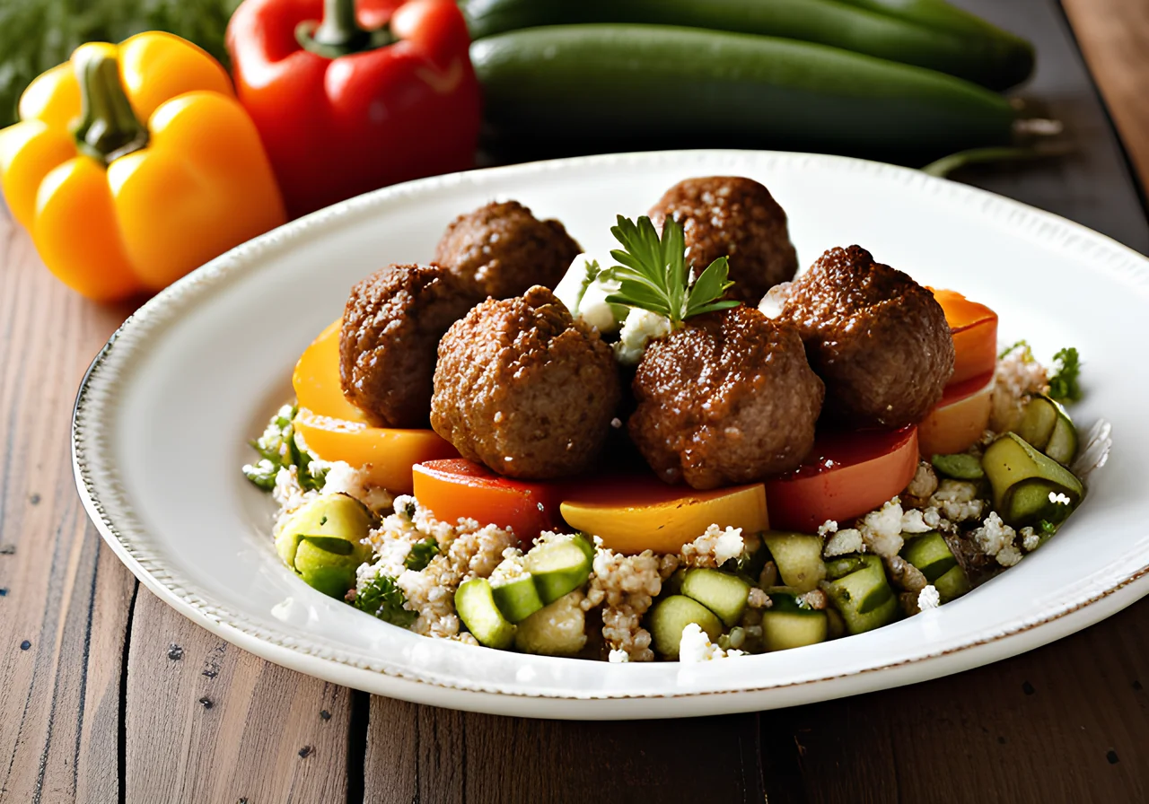 Buckwheat Vegetable Casserole with Meatballs
