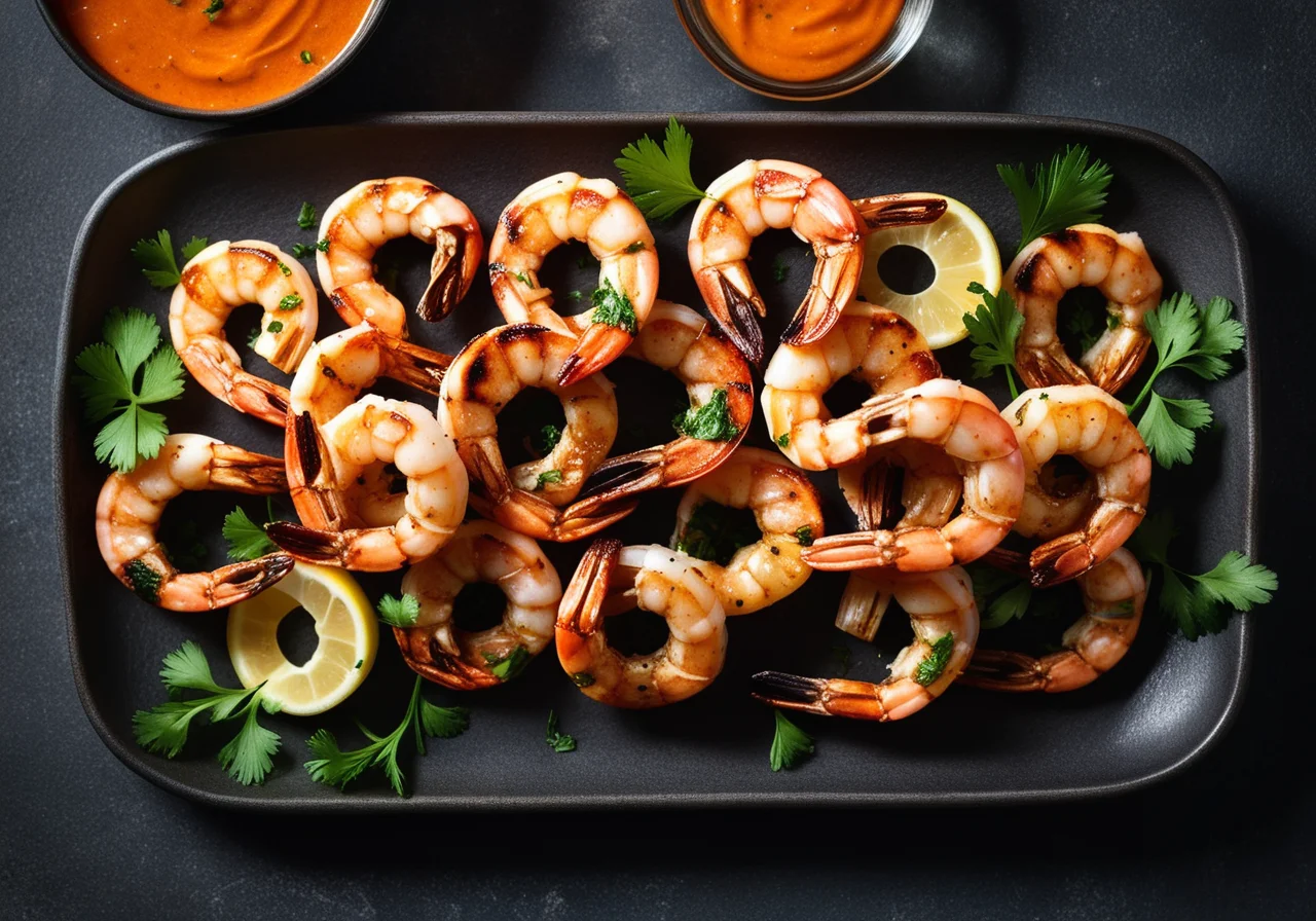 Shrimp Skewers with Paprika Sauce