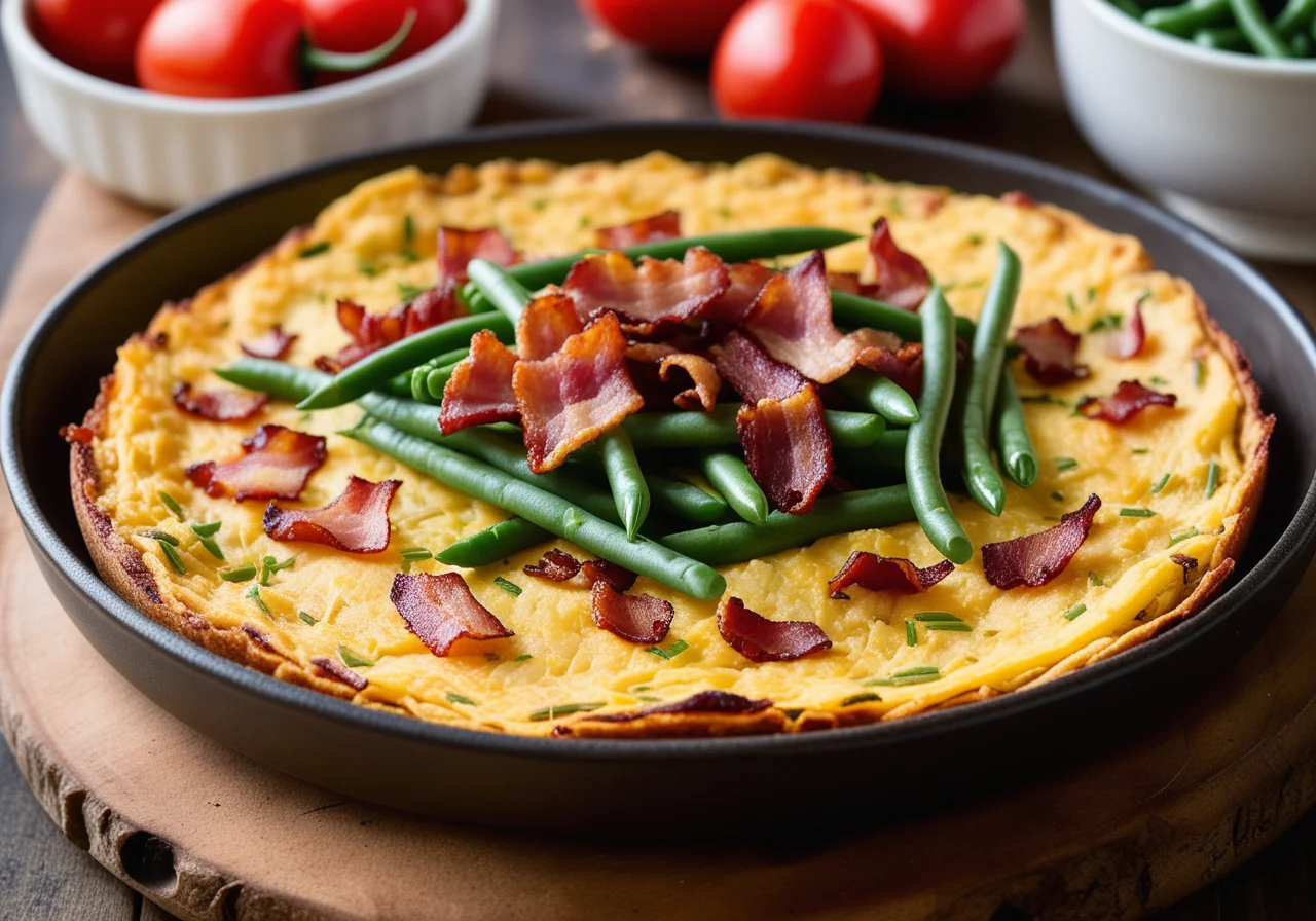 Potato Tortilla with Beans and Bacon
