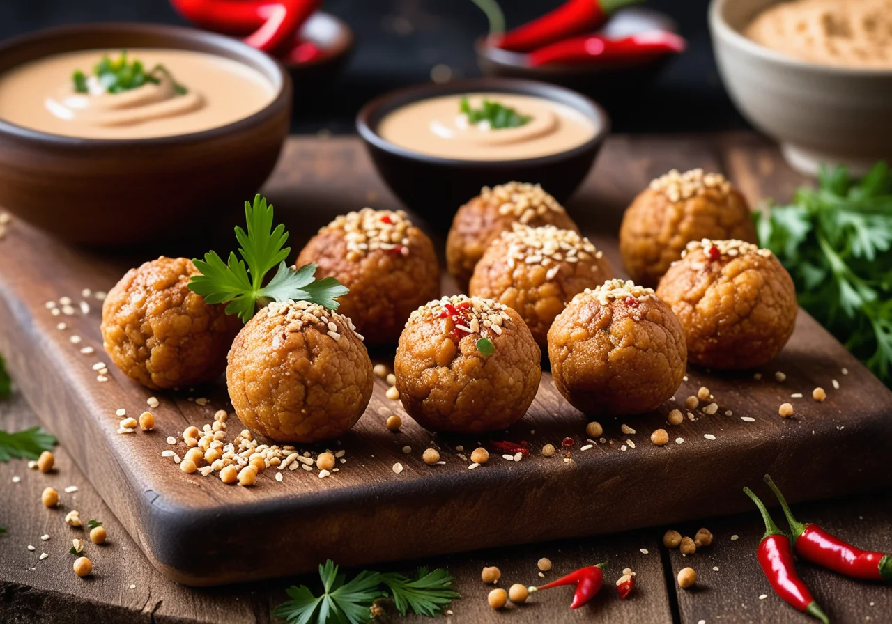 Chickpea Balls with Sesame Paste