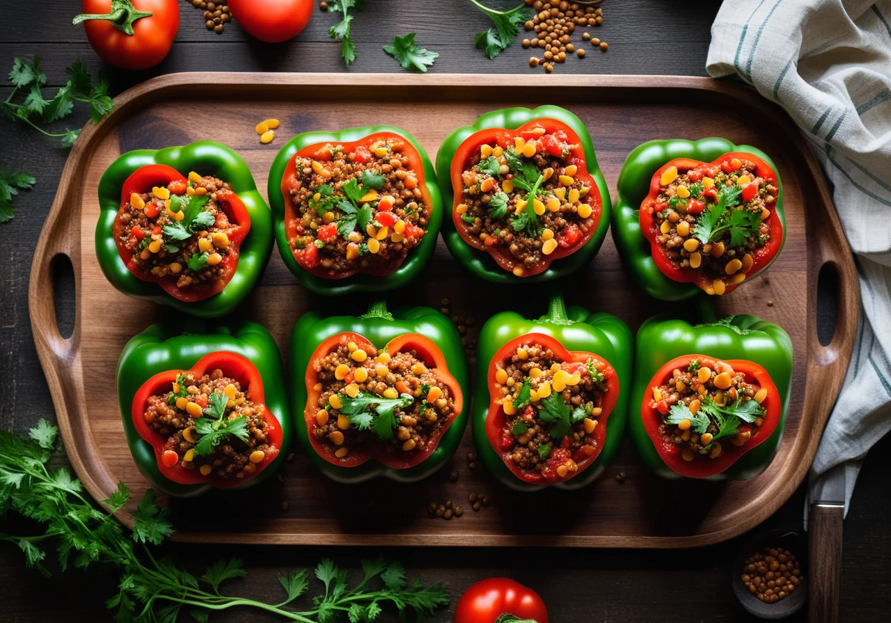 Bell Peppers with Lentil Filling
