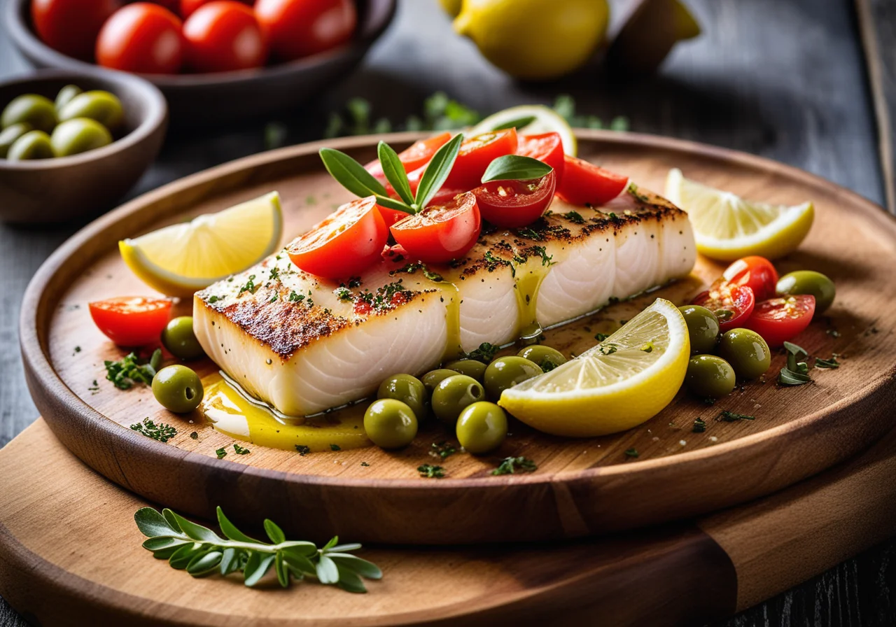 Cod with Olives and Tomato