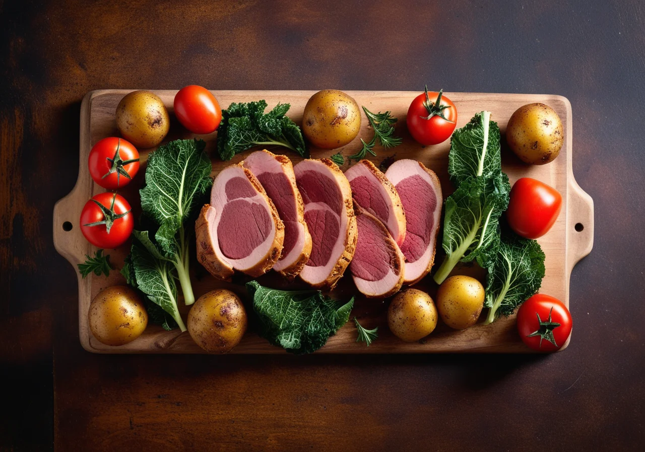 Spicy Piglet Leg with Cabbage and Potatoes