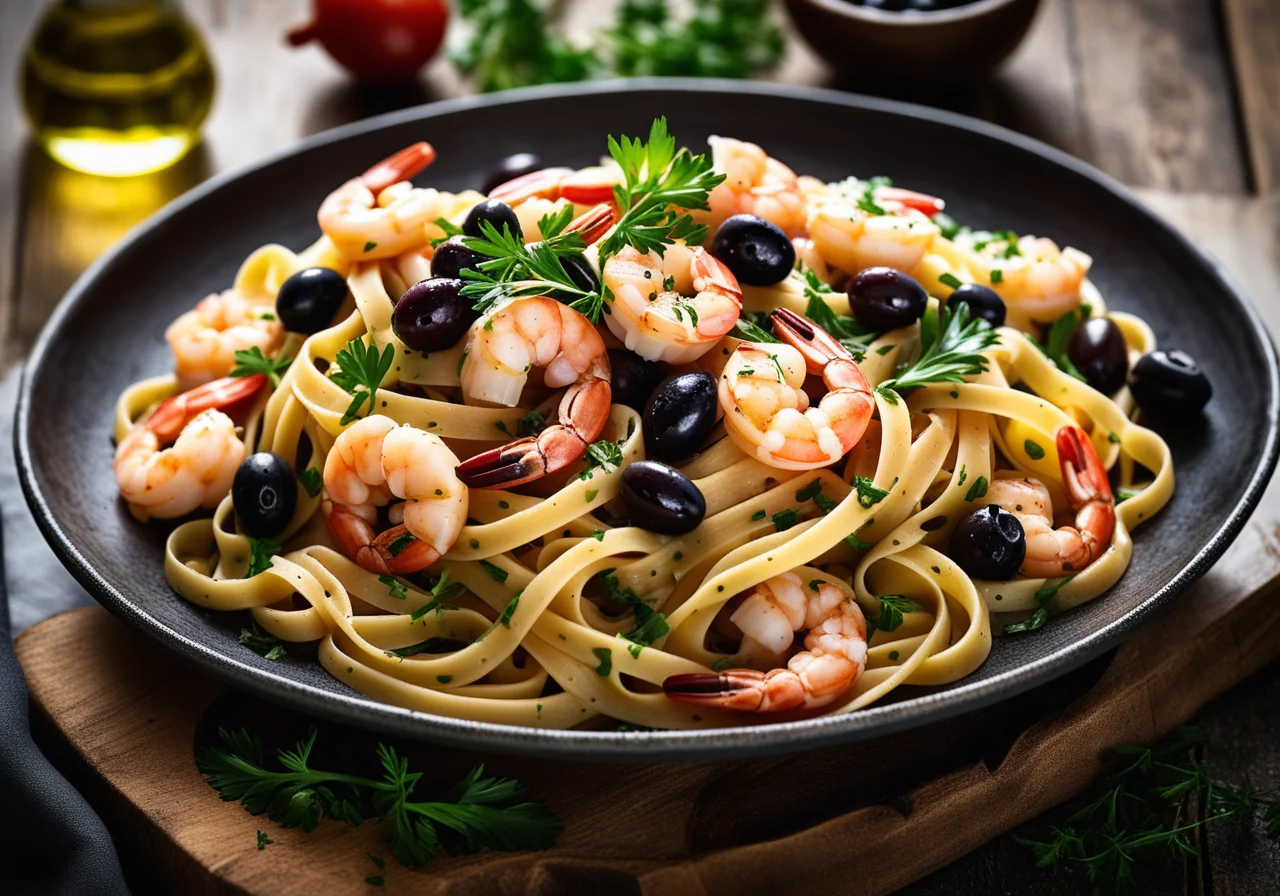 Shrimp Pasta with Olives