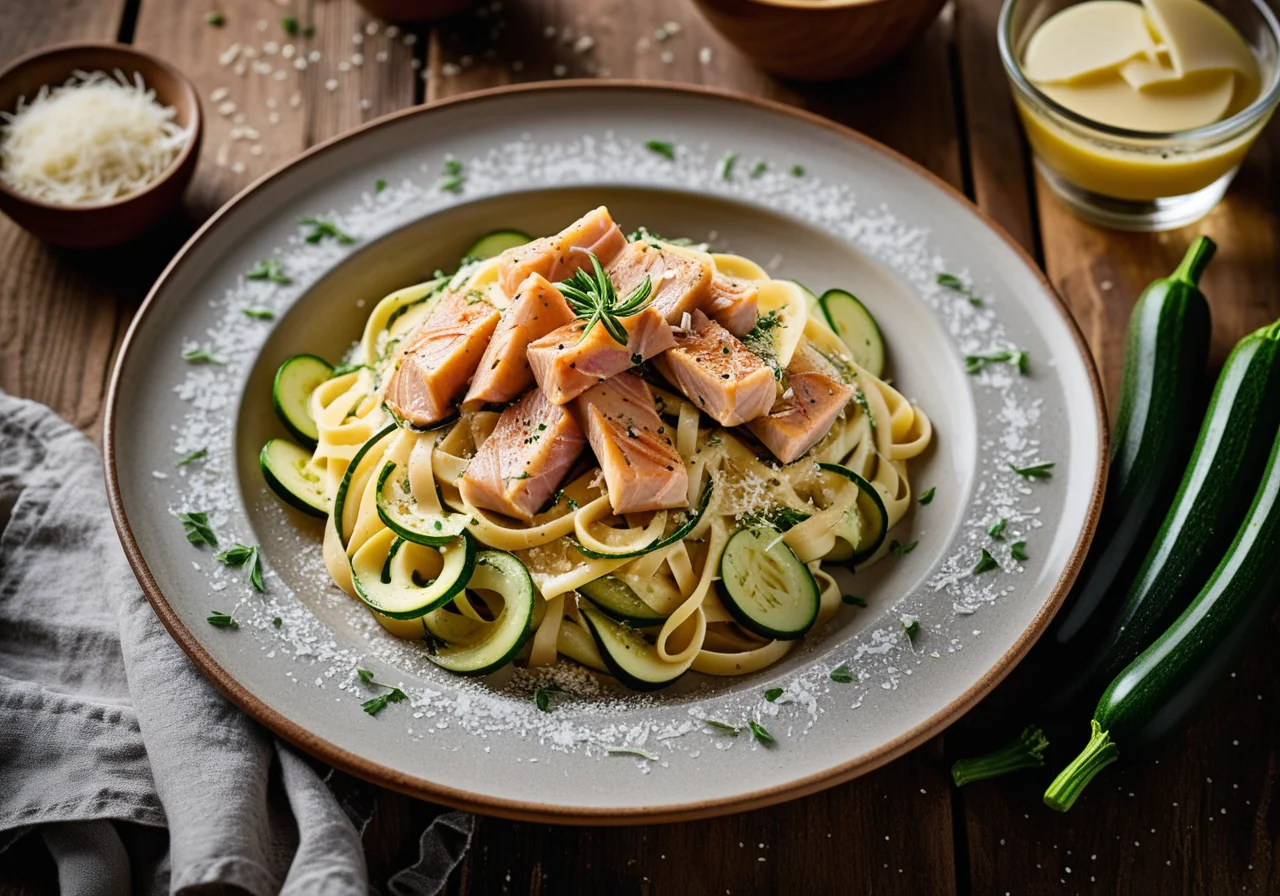 Fettuccine with smoked trout and parmesan