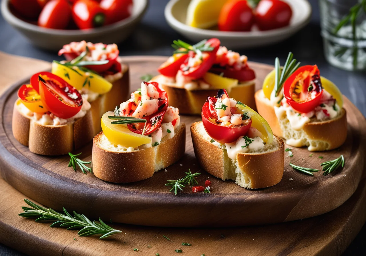 Paprika Crostini with Lobster