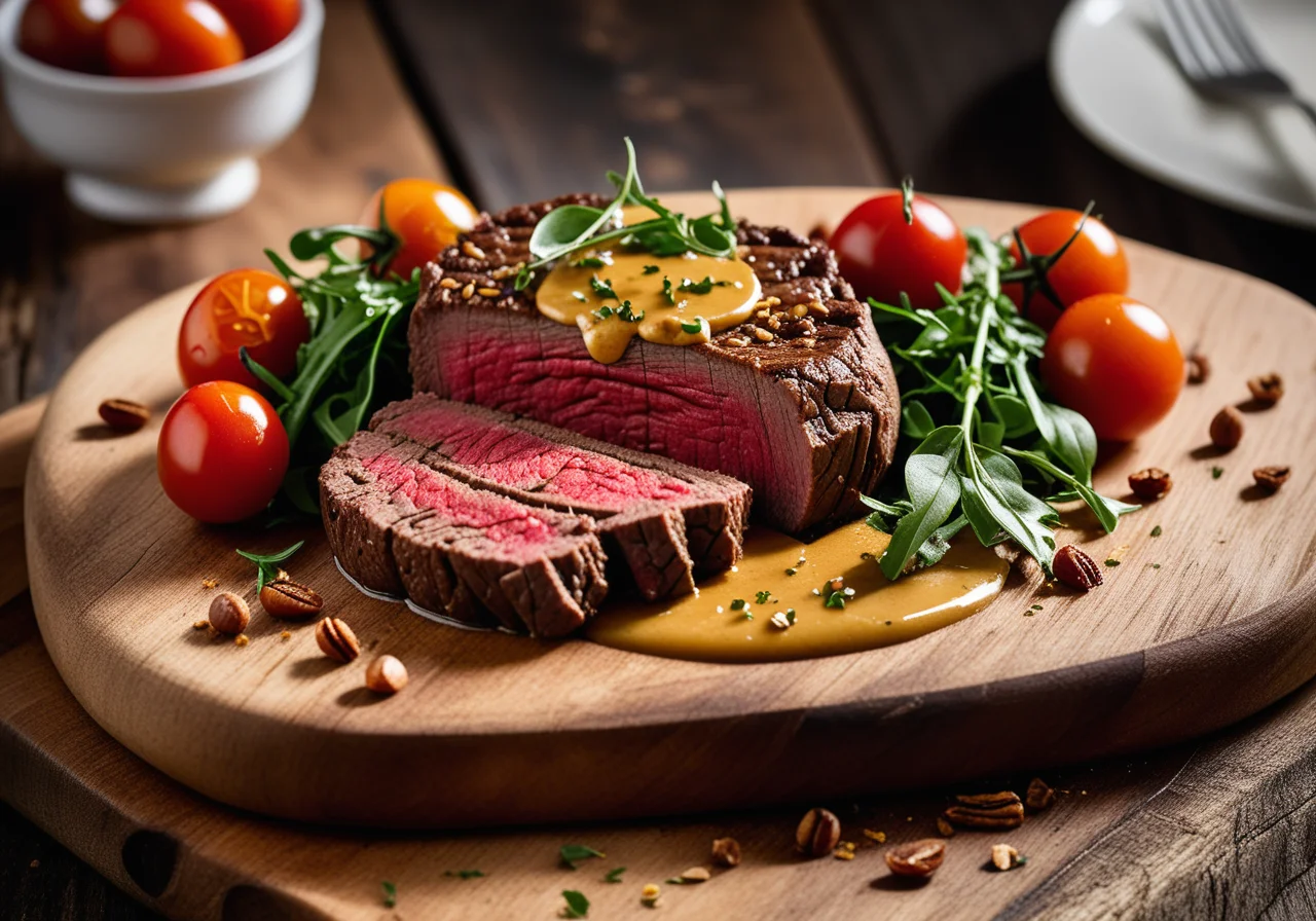 Beef Steak with Mustard Sauce