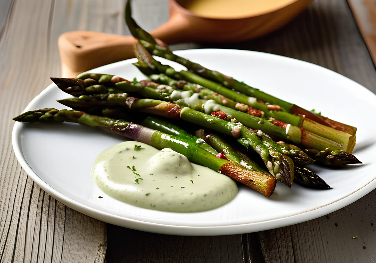 Oven‑Roasted Asparagus with Herb Cream