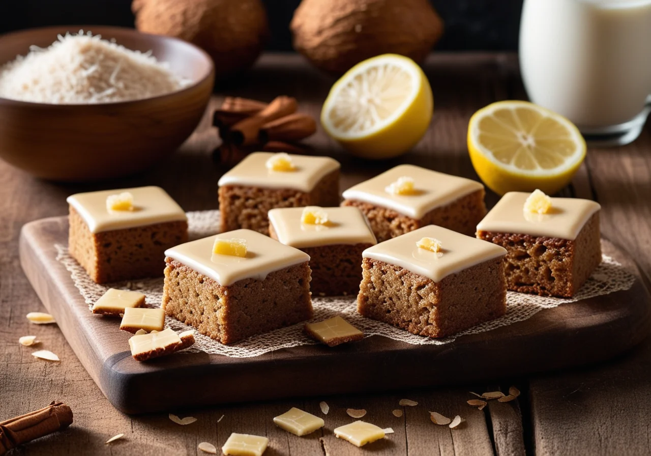 Coconut Ginger Lebkuchen Squares