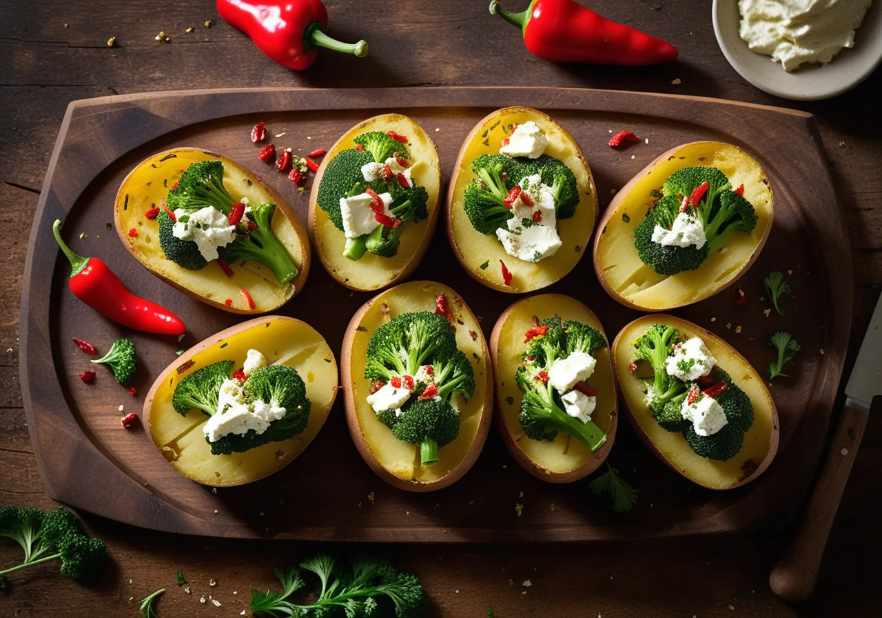 Oven Potatoes with Sheep Cheese Broccoli Filling