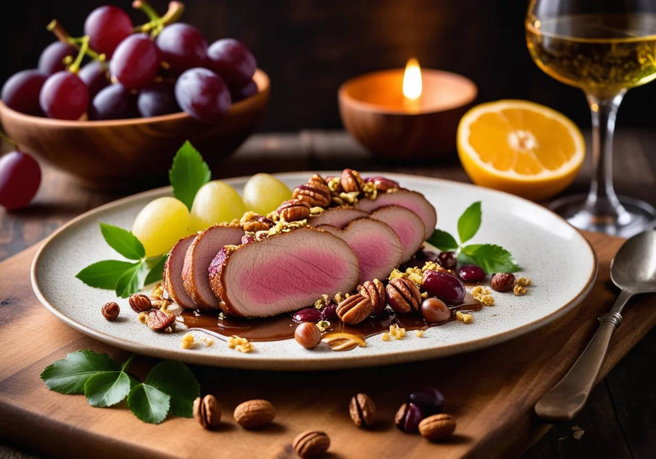 Duck Roast with Grapes