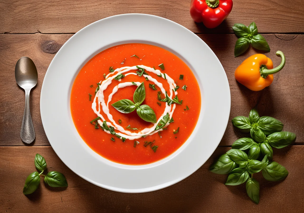 Red Pepper Gazpacho with Basil