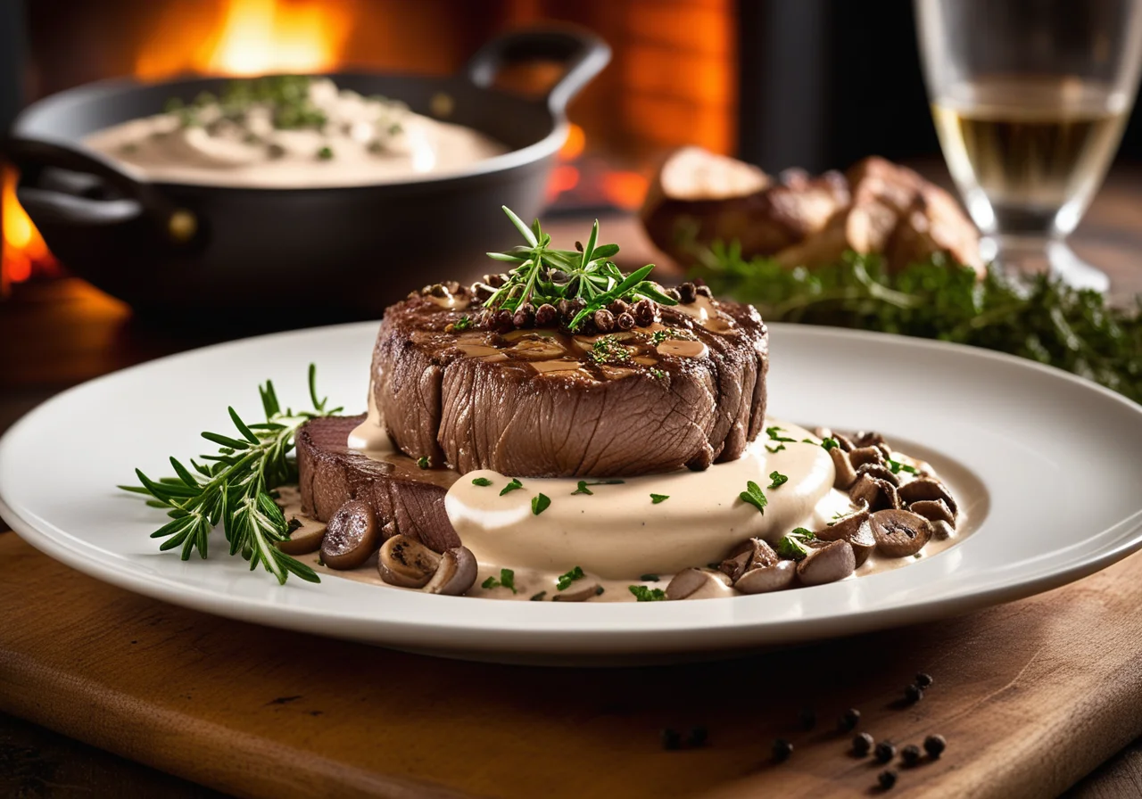 Steak with Mushroom Cream Sauce