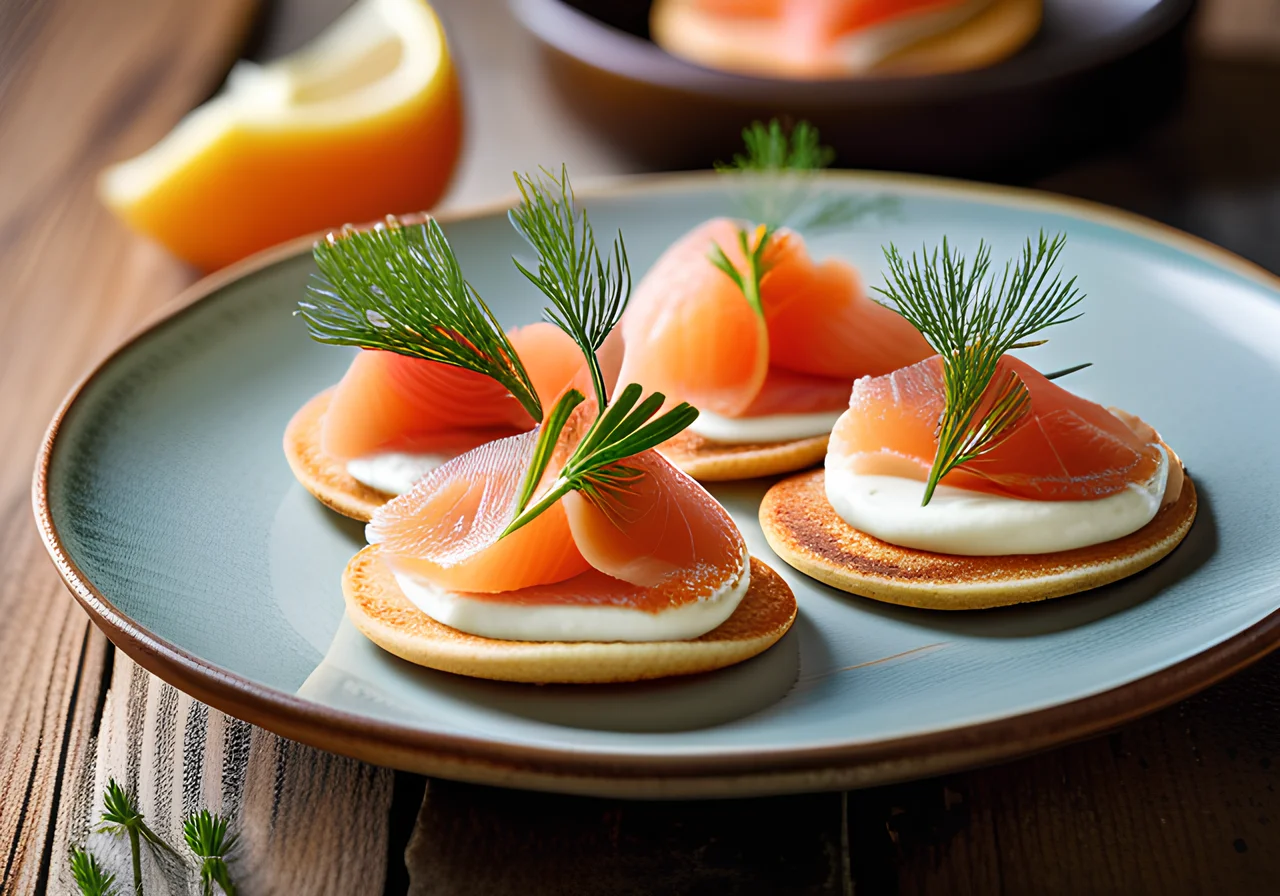 Chestnut Flour Blinis with Smoked Salmon