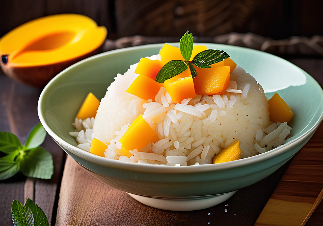 Sweet Coconut Rice with Fruit and Ginger