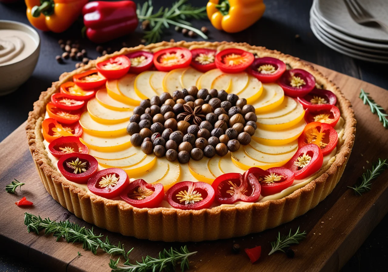 Vegan Tart with Bell Peppers, Onions and Capers