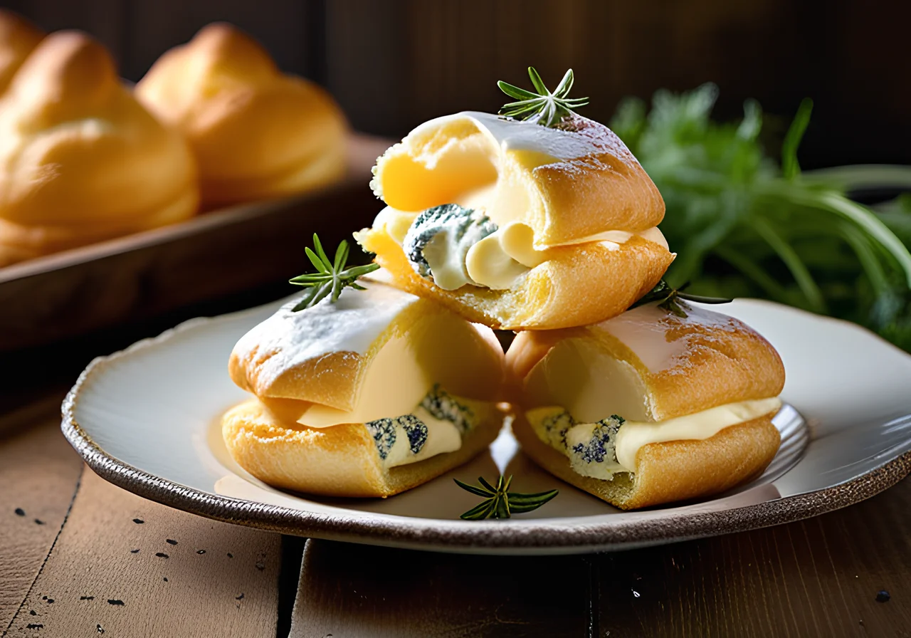 Savory Cream Puffs with Blue Cheese