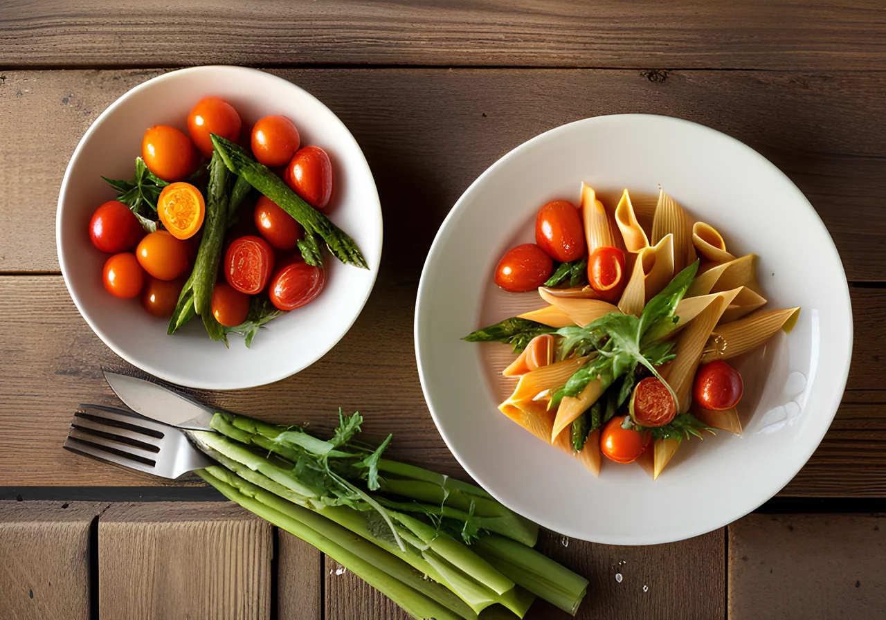 Pasta with Green Asparagus and Tomatoes
