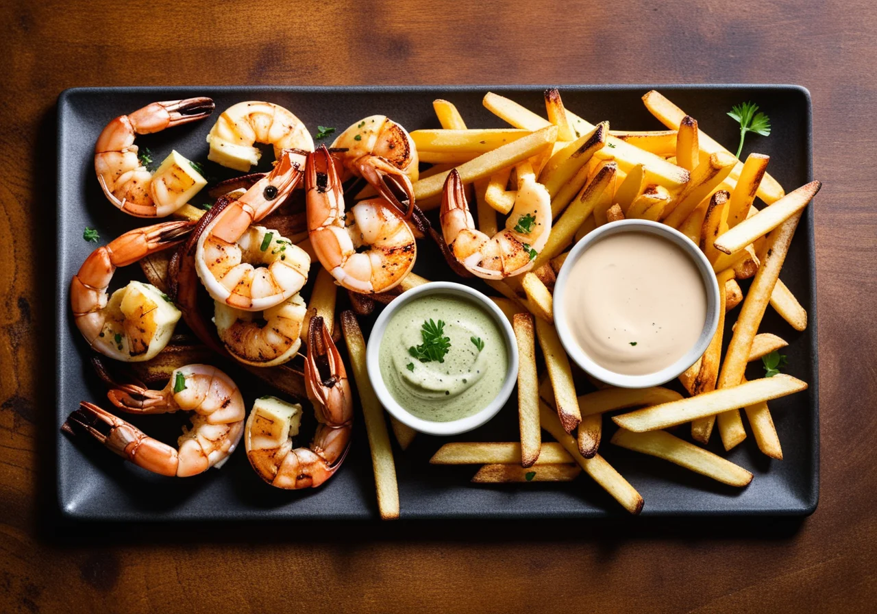Grilled Shrimp with French Fries