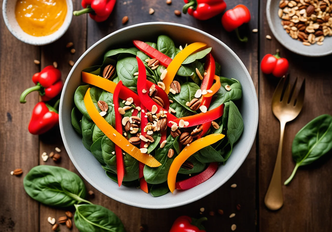 Spinach Salad with Carrots, Onions and Feta