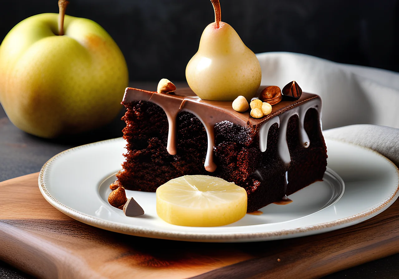 Pear Chocolate Cake with Hazelnuts