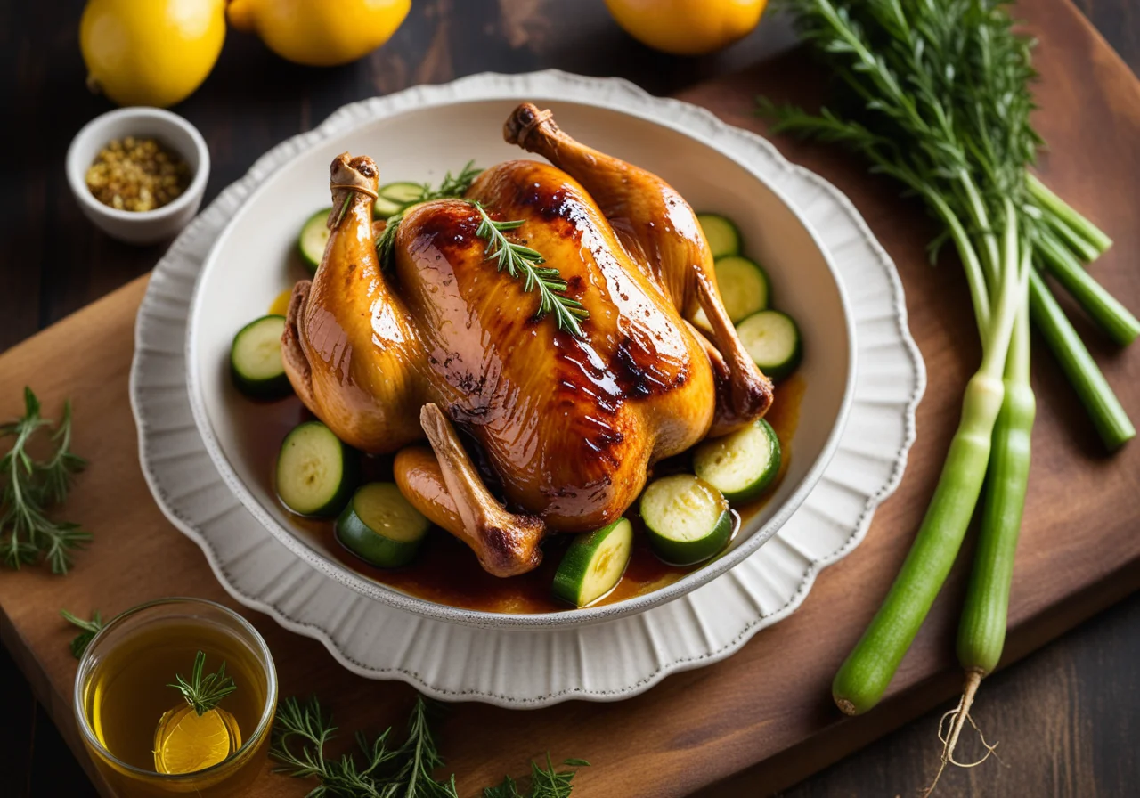 Pearl Chicken with Sweet Lemon Zest and Olive Oil Marinade