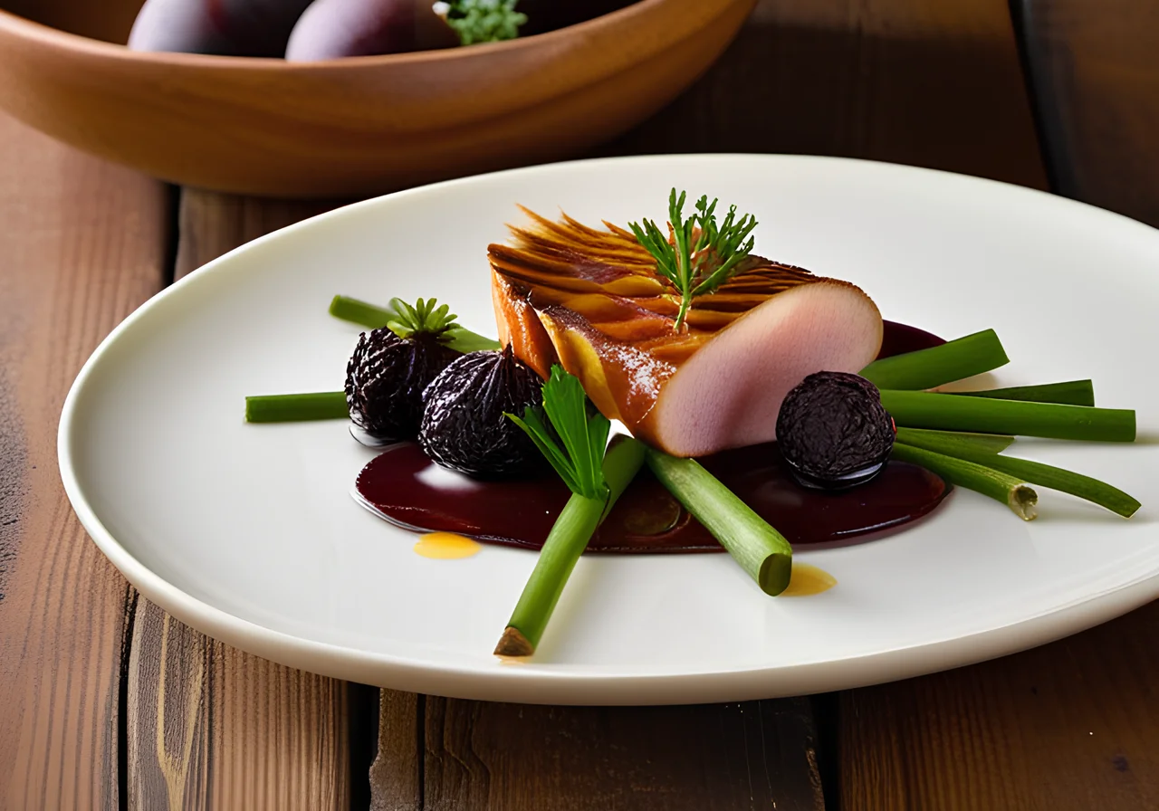 Pheasant Breast Fillet with Figs, Chestnuts, and Black Salsify