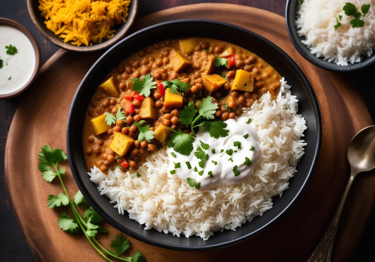 Potato and Rice Pot in Indian Style
