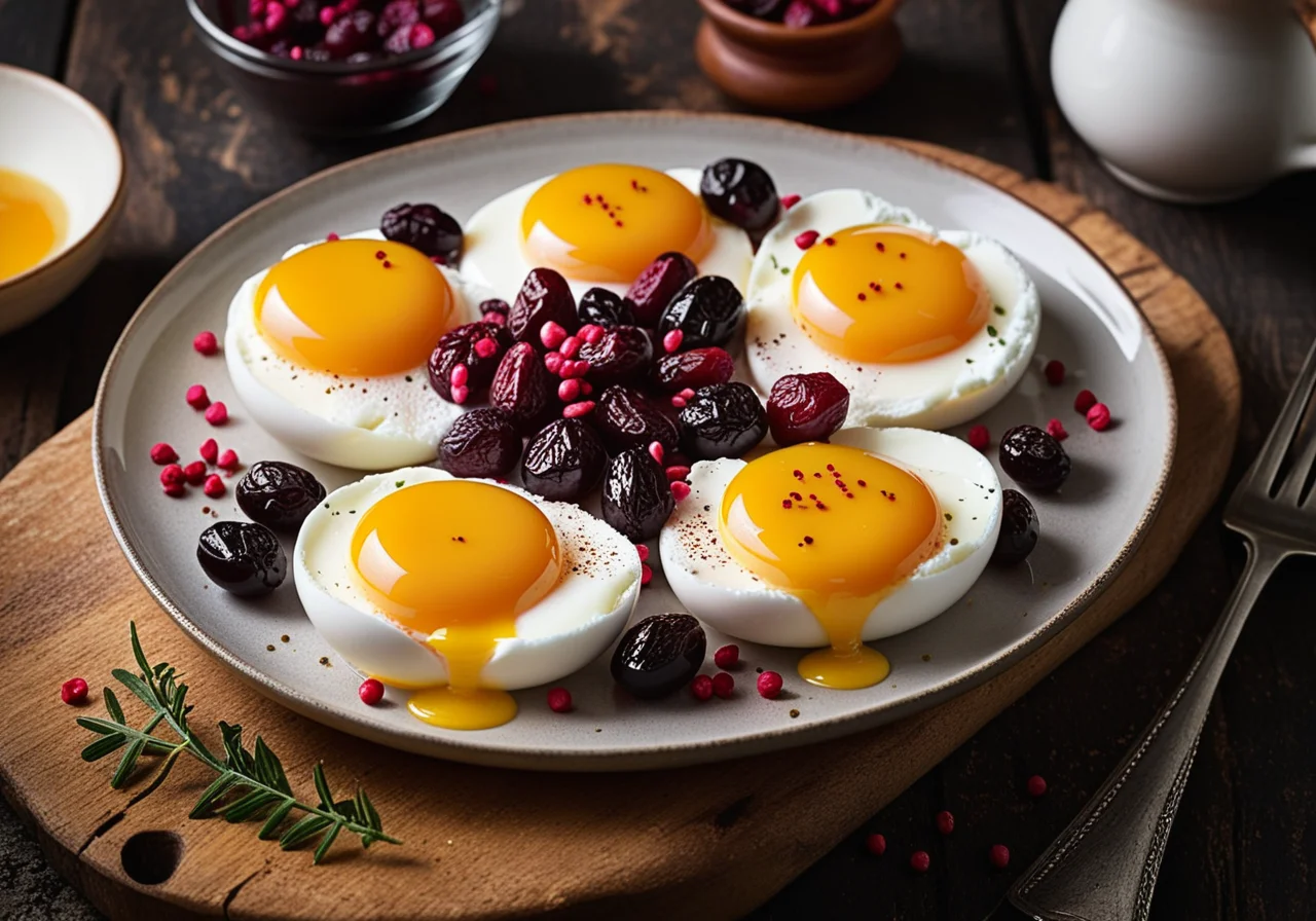 Poached Eggs with Raisin Sauce