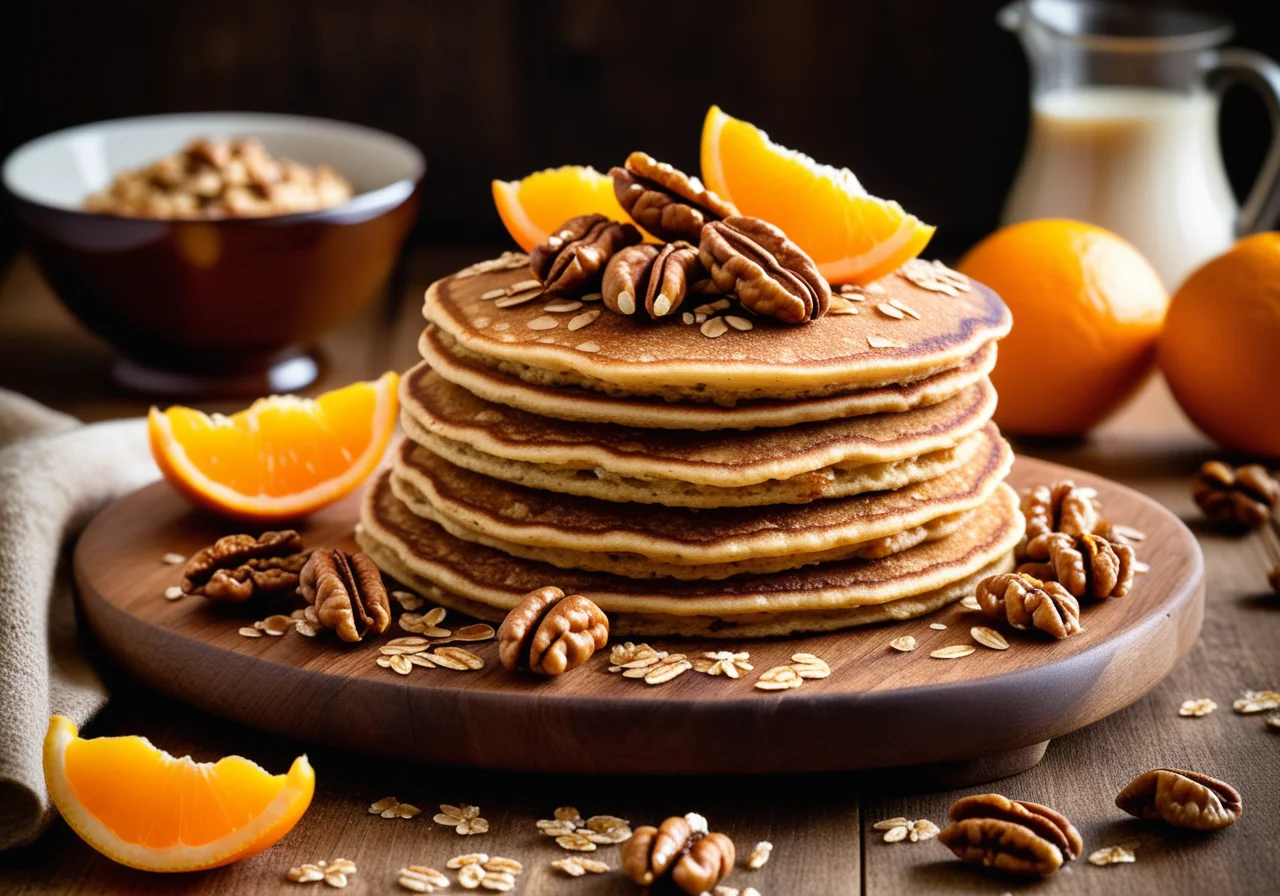 Oat Pancakes with Oranges and Walnuts