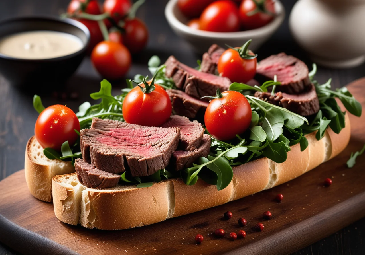 Beef Steaks on Toasted Bread