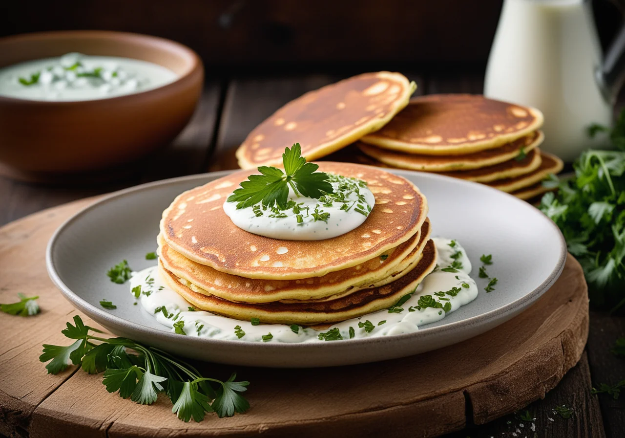 Corn Pancakes with Herb Quark