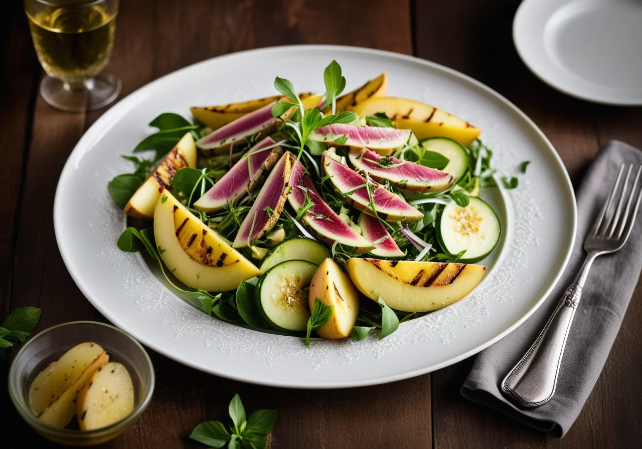 Colorful Salad with Smoked Mackerel and Potatoes