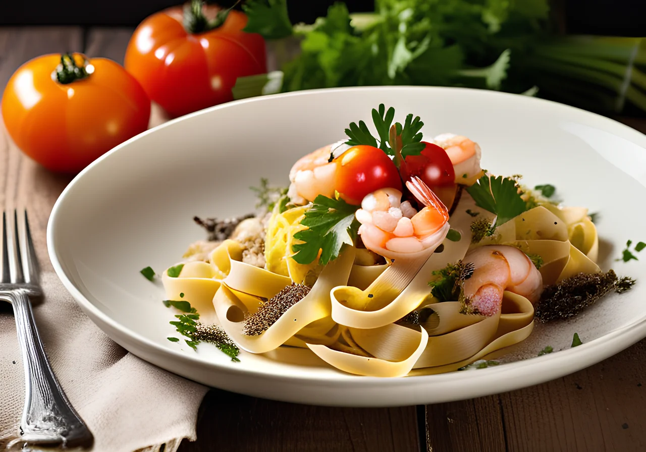 Sepia Tagliatelle with Shrimp