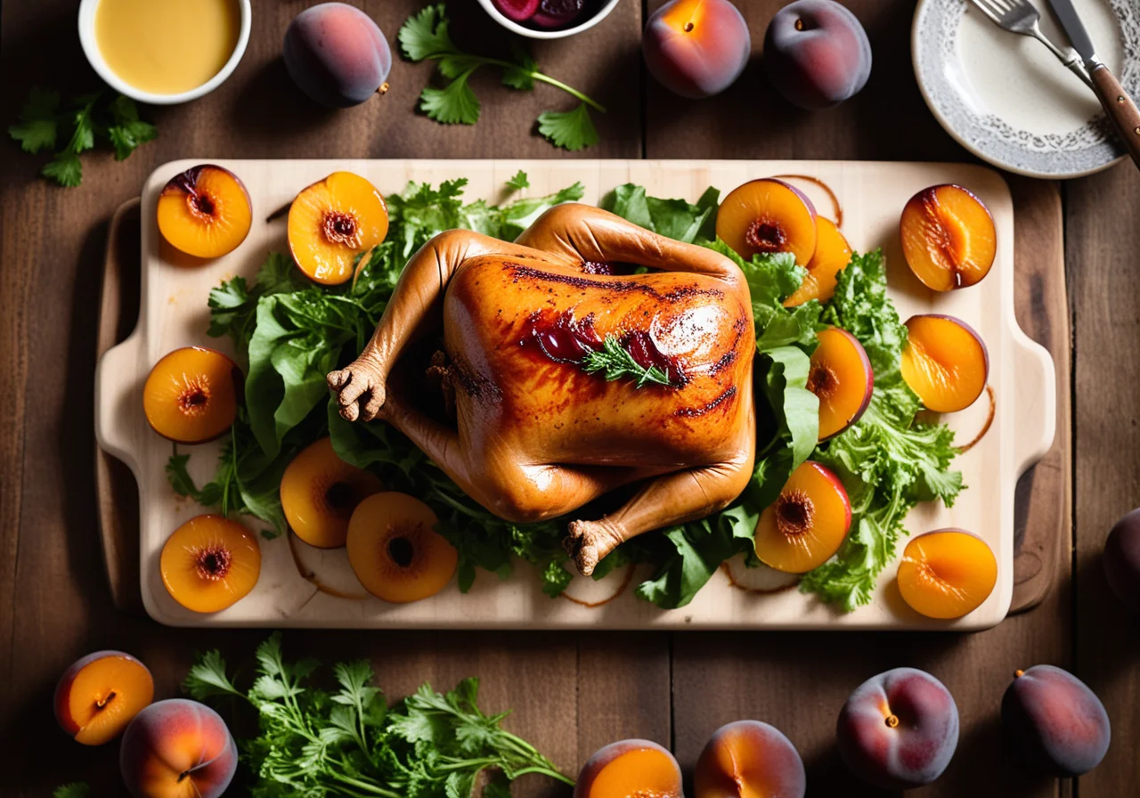 Turkey Roast with Dried Fruits, Potatoes and Salad