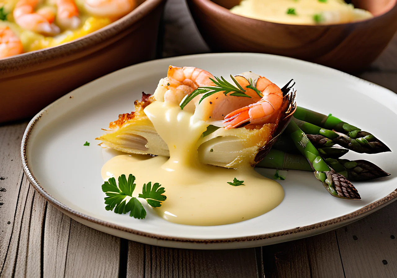 Asparagus Potato Gratin with Shrimp