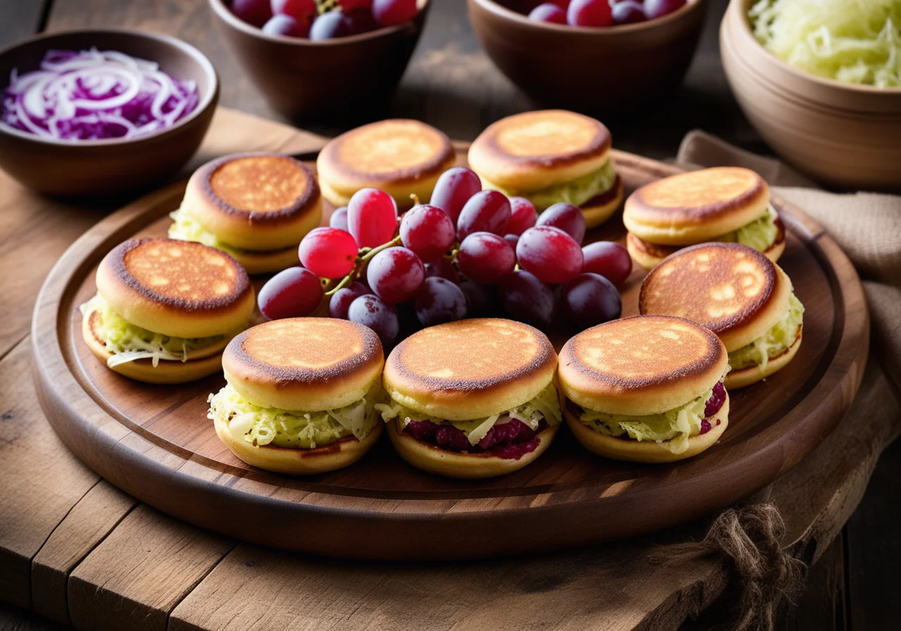 Pancake Rolls with Sauerkraut and Grapes