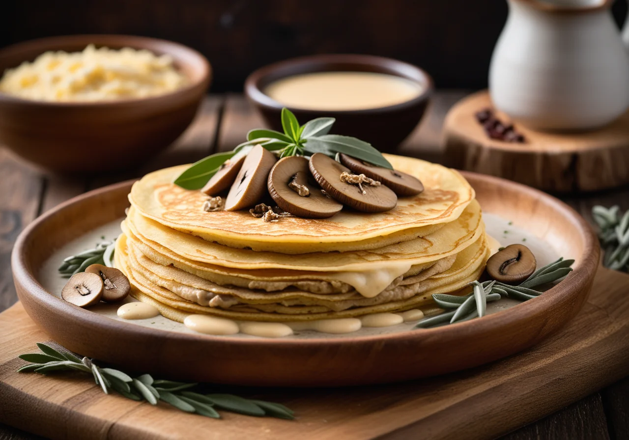 Crêpe Gratin with Mushroom Filling